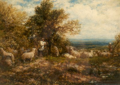 Pecore a riposo; sorvegliare il gregge, c.1840-80 da John Linnell